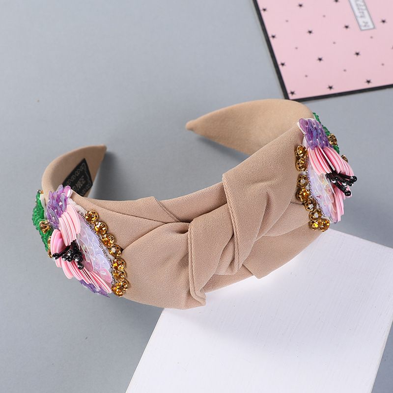 Franséischen Stoff Schleife Broderie Diamant Kappband Villsäitegt Séiss Danzparty Runway Kappschmuck_voghion.com