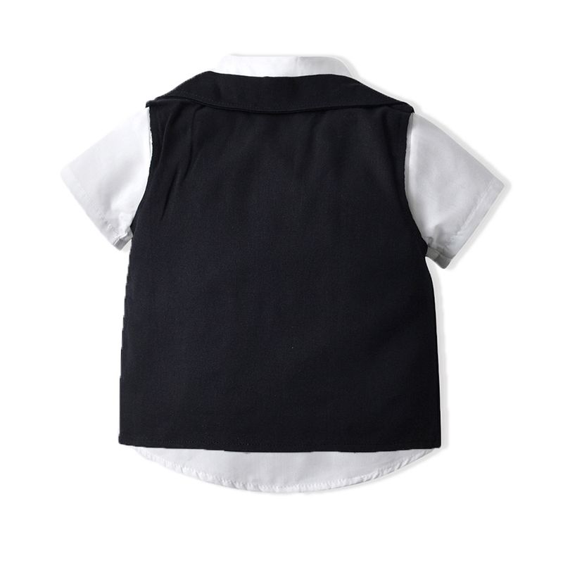 Kinderkleidung Neue Frühlings- und Herbstkleidung für Jungen, kleine karierte Weste, kurzärmeliger Hemdanzug für Kinder, einjährige Kleider-Performance-Kleidung_voghion.com
