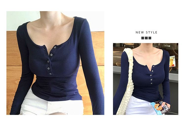 Nuovo stile coreano primavera estate temperamento puro desiderio di mostrare la figura colletto semiaperto stretto e comodo_voghion.com