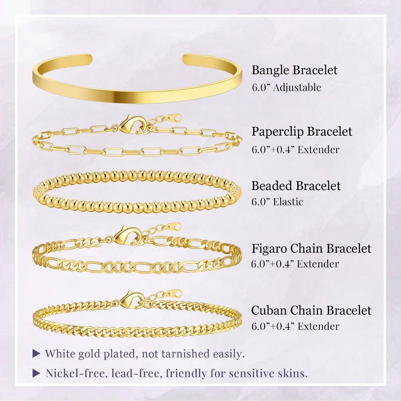 Galvanisiertes Messing-Gold-Manschettenarmband, kubanische Kette, stapelbar, modisch, vielseitiger Schmuck, Geschenk für Damen_voghion.com