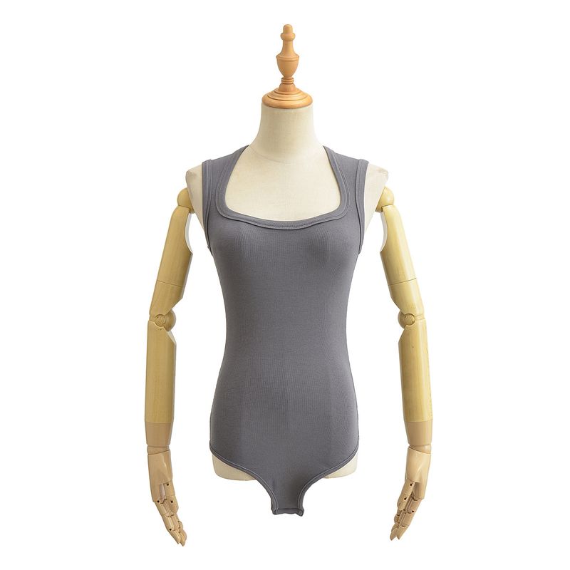 Elastischer, schmaler Trapezkragen, Umhängetasche, ärmelloser Westen-Overall, eng anliegender Damen-Baseball-Overall_voghion.com