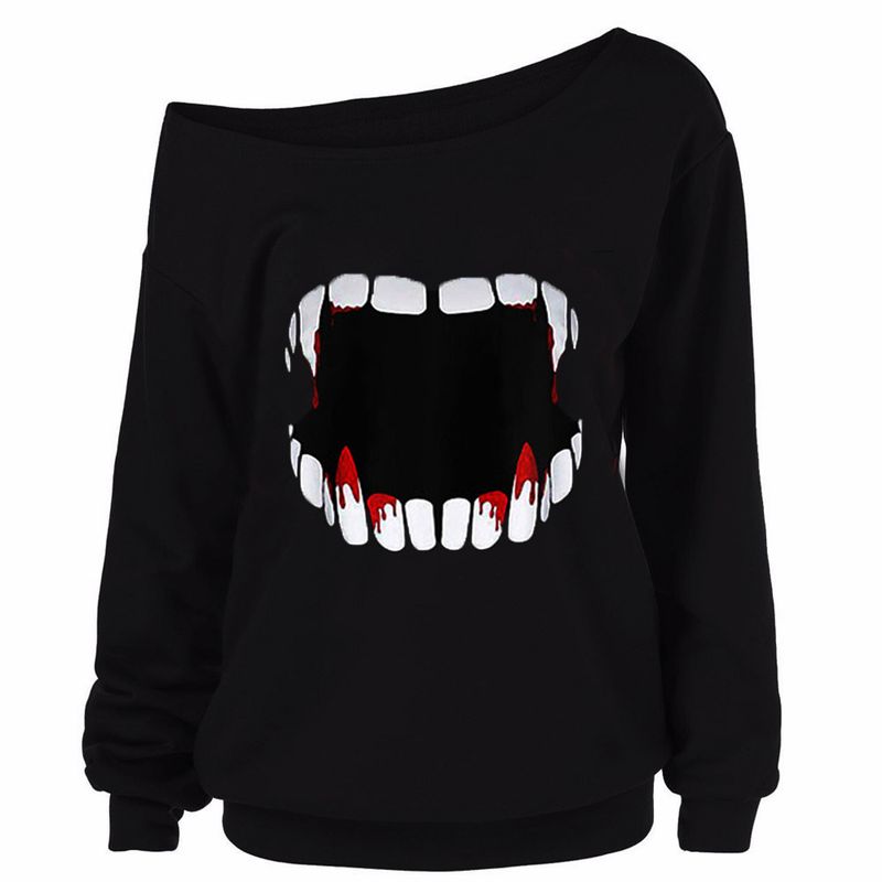 FC644 2025 New Women's Halloween Printed Long Sleeve Autumn Off-Shoulder Top T-Shirt_voghion.com