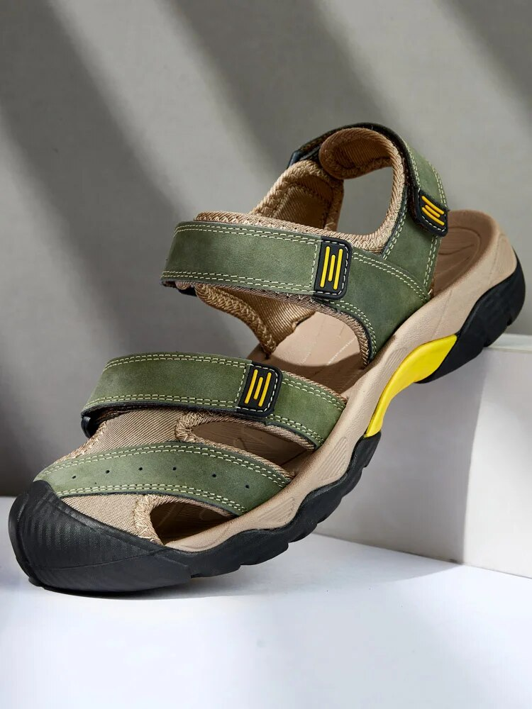Summer New Genuine Leather Large Size 38-48 Fashion Slippers Men's Sandals Outdoor Beach Shoes_voghion.com