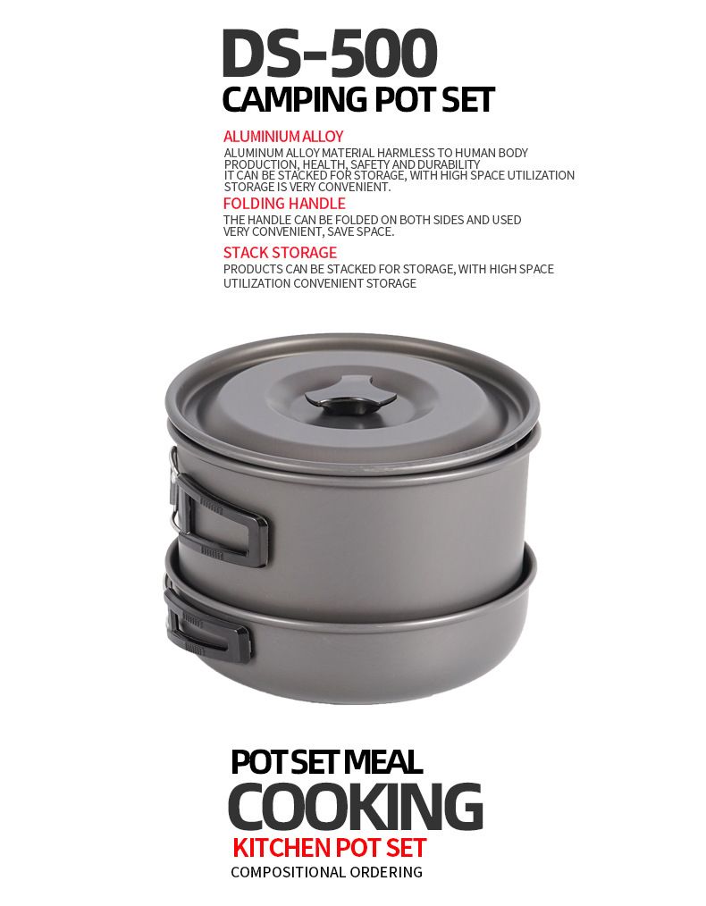 Camping Cookware Set - 5-6 Person Non-Stick Pot & Kettle For Outdoor Picnics & Road Trips (Complete Family Cooking Kit)_voghion.com