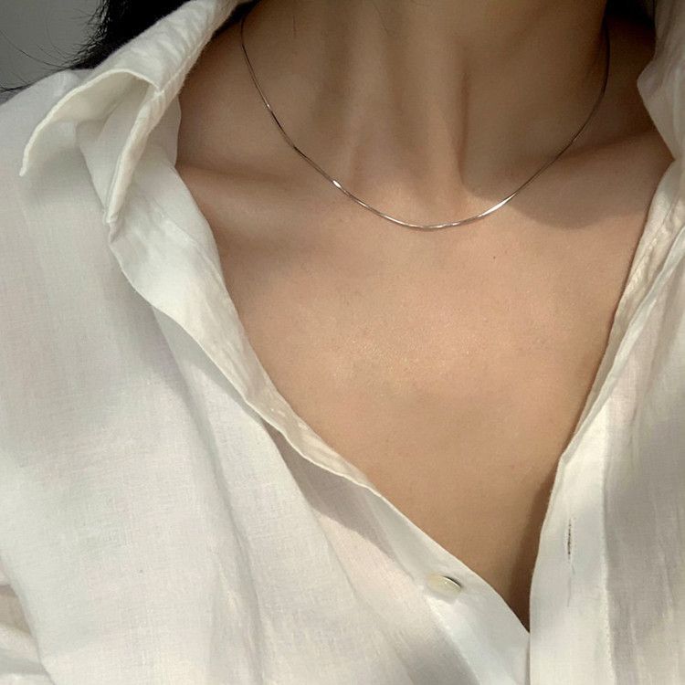 Titanium Steel Non-Fading Snake Bone Niche Necklace For Women Light Luxury Choker High-End Clavicle Chain Ins Cold Style_voghion.com