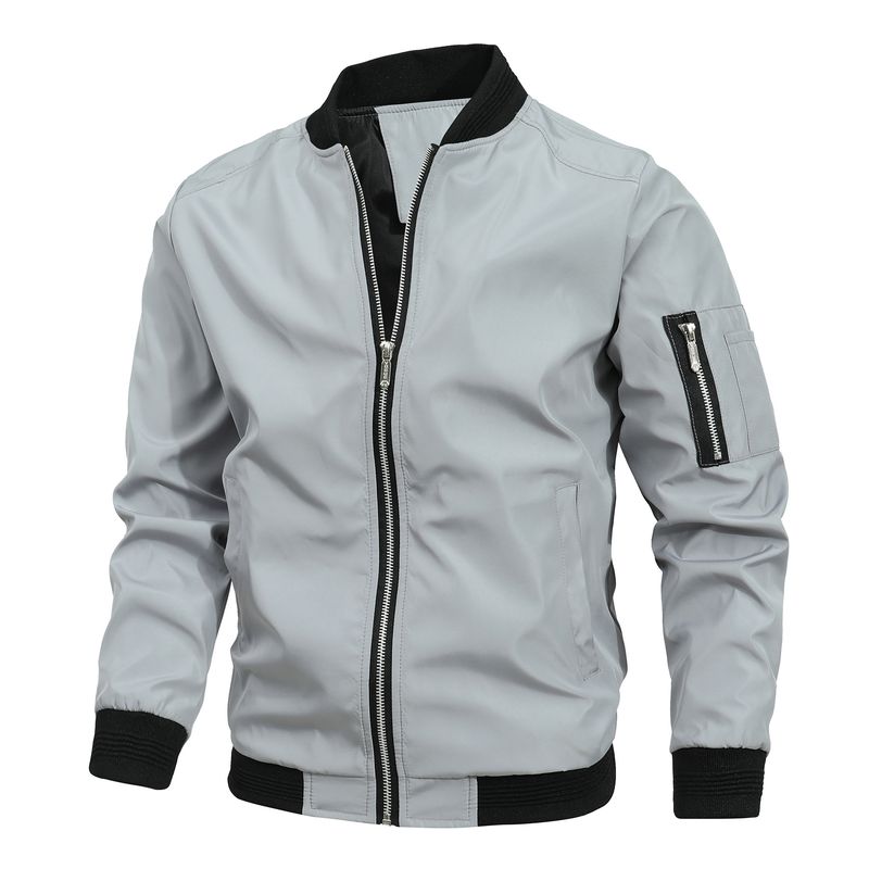 Straight European Size Spring Autumn Men's Baseball Coat Youth Slim Fit Flight Jacket Men_voghion.com