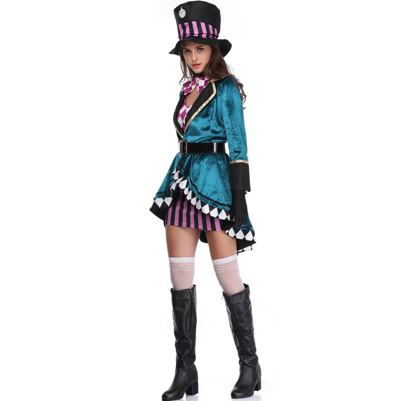 Îmbrăcăminte pentru femei M-XL Mărime mare Halloween Costum de vrăjitoare Alice care joacă costum de magician de circ scenă_voghion.com