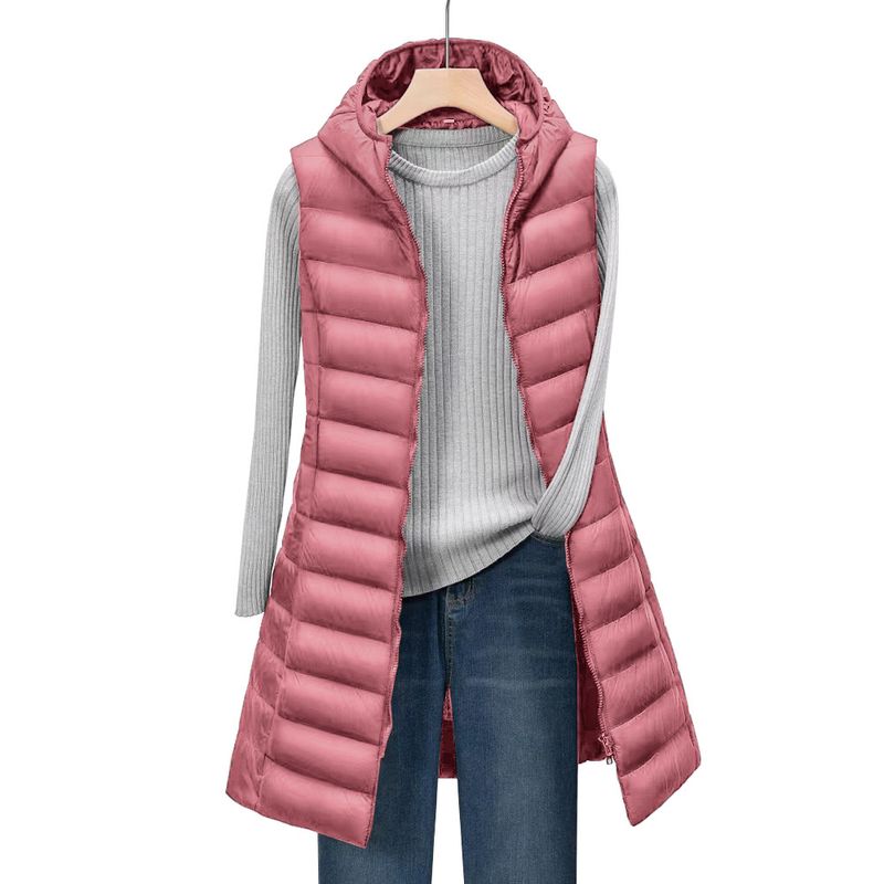 2025 Donna Autunno e Inverno Medio Lunghezza Leggero Piumino Cotone Gilet Giacca con Cappuccio_voghion.com
