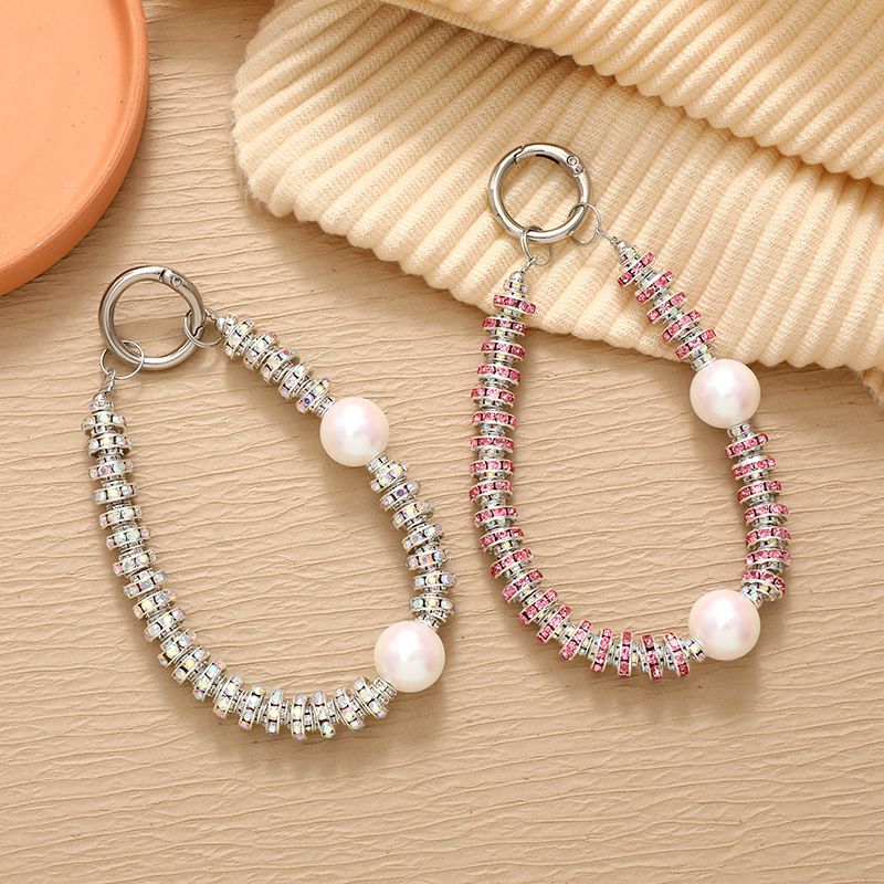 Catena per cellulare in stile leggero e lussuoso con diamanti incrostati, custodia per cellulare, ciondolo, cordino per cellulare in argilla con anello di perforazione, corda anti-smarrimento per cellulare_voghion.com