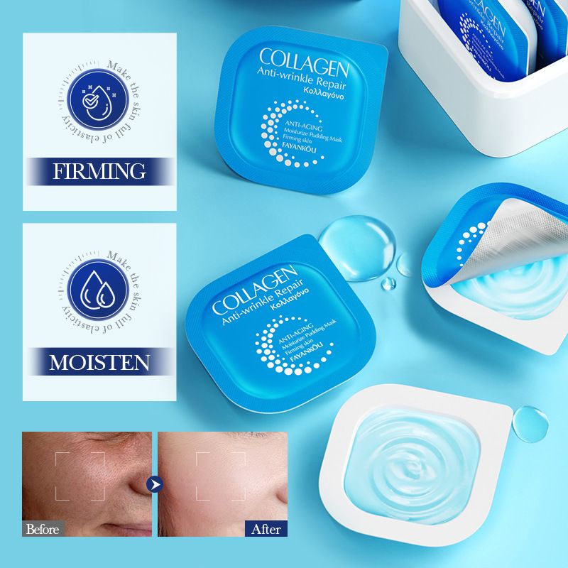 Full English FAYANKOU Collagen Anti-Wrinkle Repair Moisturizing Small Pudding Mask Hydrating_voghion.com