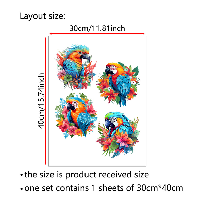 4 Parrots Colored PVC Matte N1883 Removable Living Room Doors and Windows Decorative Wall Stickers_voghion.com