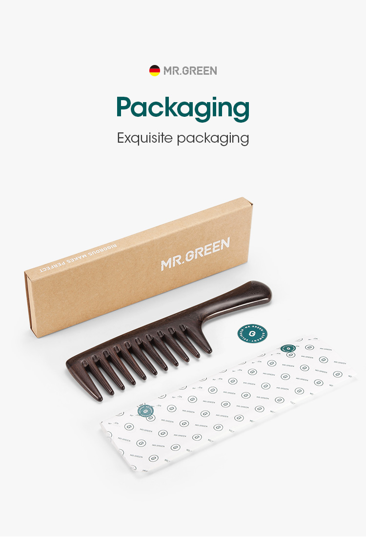Trä MR.GREEN Naturlig kam bredtand Våthårkammar Antistatisk stylingkam för långt hår Huvudakupunktur s_voghion.com