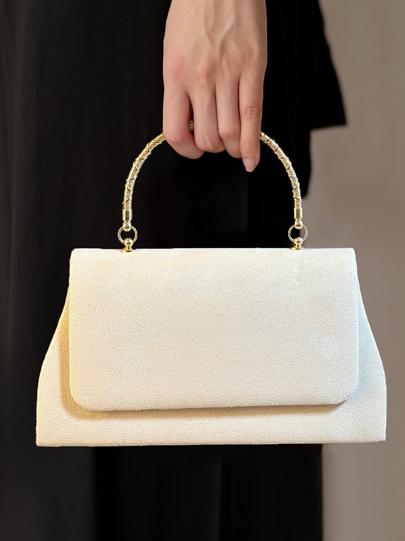 Newly released high-end evening bag with suede temperament and socialite alloy handbag_voghion.com