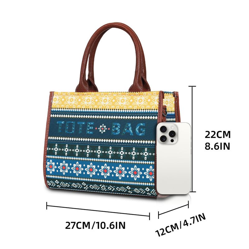 ethnic literary style printed mother and child bag large capacity tote bag storage travel shoulder messenger bag_voghion.com