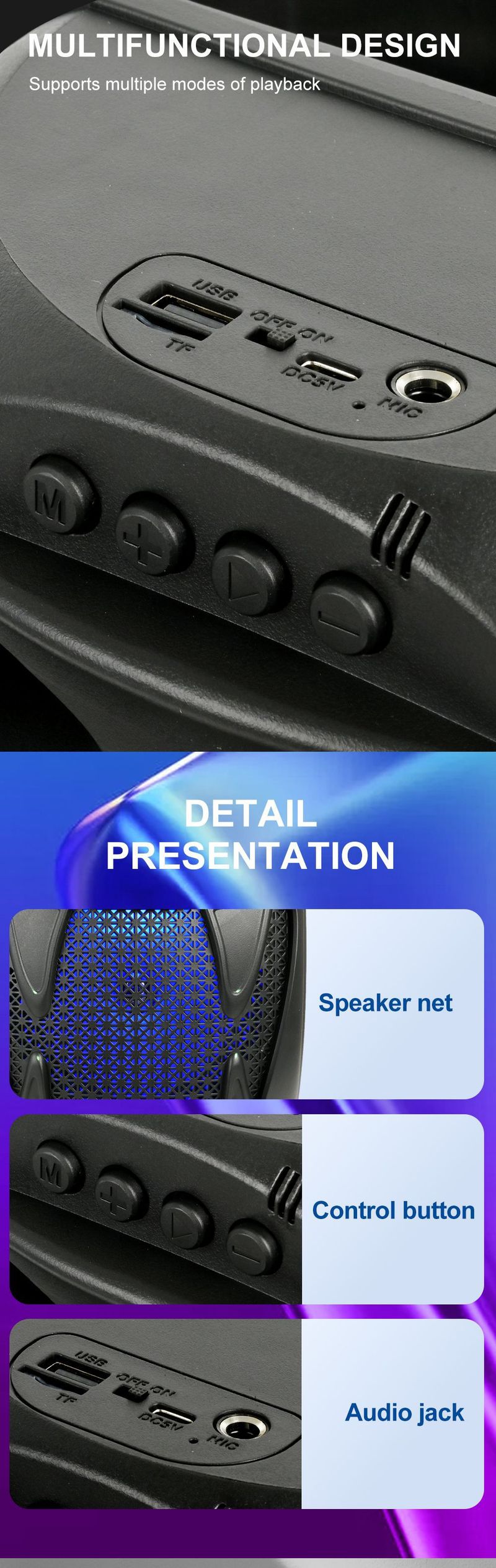 ZQS8137 Outdoor-Mikrofon, Karaoke-Kartenführer, Lehrerrede, hohe Lautstärke, kabelloser Bluetooth-Lautsprecher_voghion.com