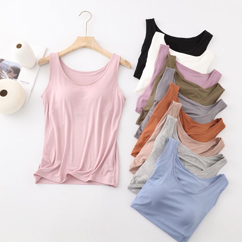 women's clothing One-piece vest bra with chest pad for women, can be worn outside without steel ring_voghion.com