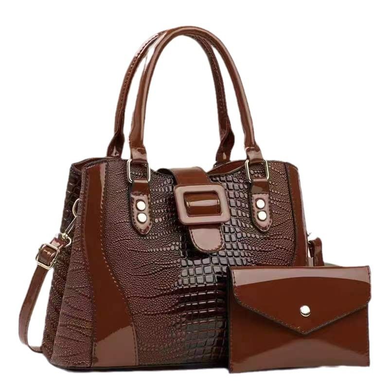Borsa a tracolla da donna, versatile, di alta qualità, di grande capacità, con tracolla, set da 2 pezzi_voghion.com