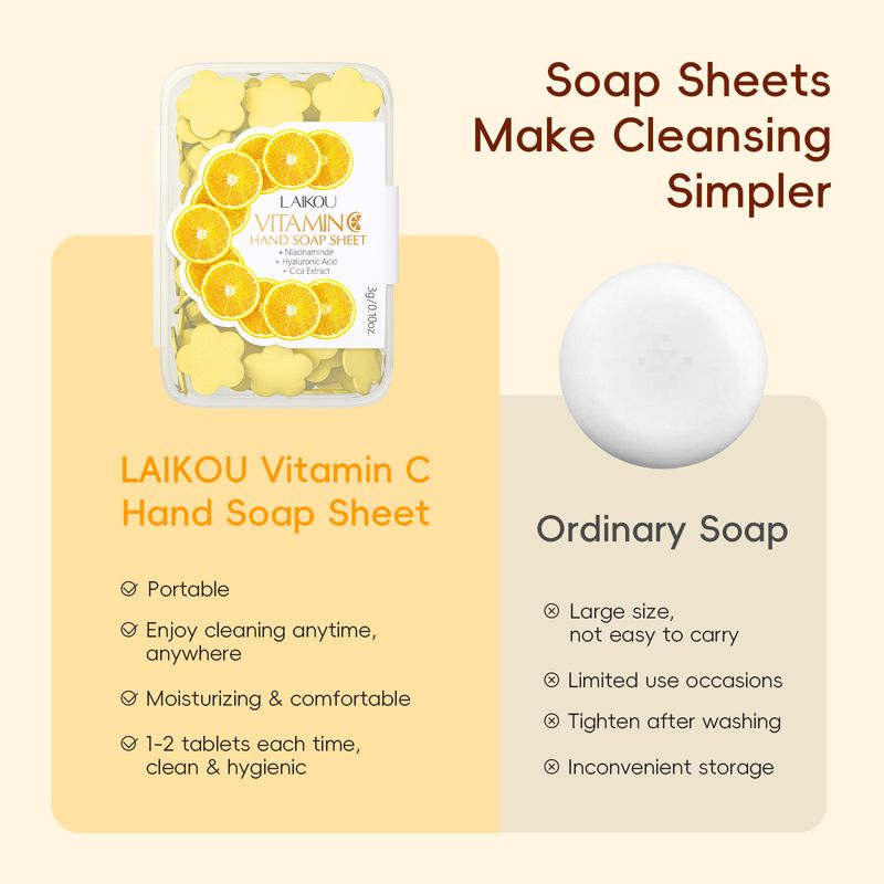 Scrub e trattamenti per il corpo, compresse di sapone monouso aromatizzate alla vitamina C, carta saponata portatile, compresse lavamani mini-petali portabili da studenti e bambini_voghion.com