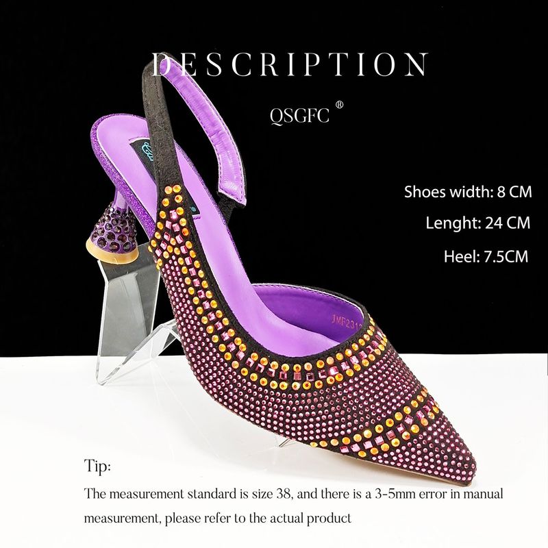 Damenschuhe mit spitzen Zehen und flachen High Heels für Damen, modische und schlichte, gestreifte, heiße Diamanten, mit Strasssteinen verzierte Weinglas-Absätze_voghion.com