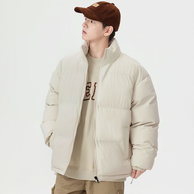 Clothing 2024 Winter New Stand Collar Men's Loose Thickened Warm Trendy Puffer Jacket Cotton Coat_voghion.com