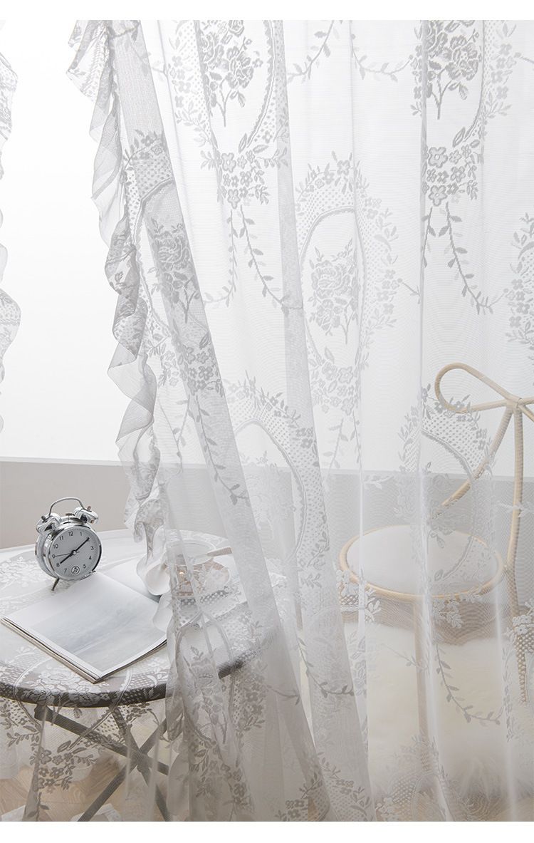 Moderne transparente Spitzenvorhänge – halbtransparente Polyestervorhänge mit Blumenstickerei für Wohnzimmer, Schlafzimmer, Flur (Grün/Orange/Rosa/Weiß/Schwarz)_voghion.com