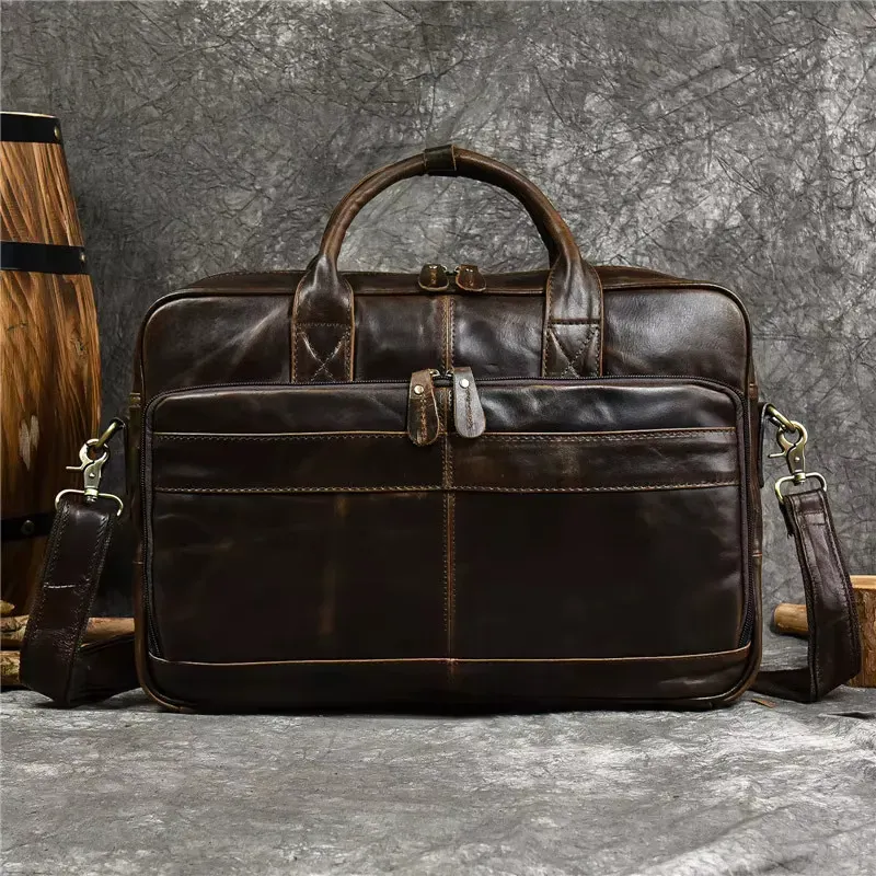 Designer Genuine Handbag For Men Travel Briefcase Male Leather Shoulder Men's Business Laptop Bag Large Messenger Bags_voghion.com