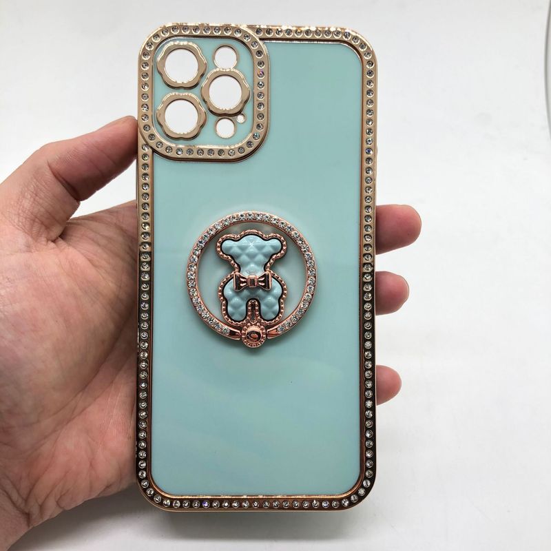 Music Festival New doll mobile ring with diamond inlaid cartoon adhesive rotating phone desktop creative holder_voghion.com