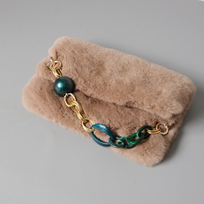 Clear Sweet Baroque Acrylic Resin Vintage Bag Handheld Short Decorative Chain_voghion.com