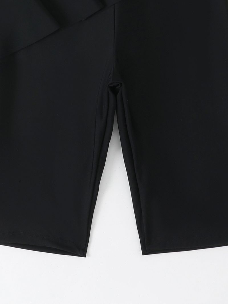 Damenbekleidung Badeanzug Geteilter Zweiteiliger Reißverschluss Sonnenschutz Kurzarmshorts Konservativer Badeanzug_voghion.com