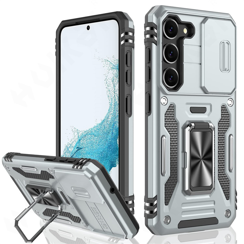 Funda para Samsung S23, S22, S21, S20 Ultra Plus FE, A54, A14, A34, A53, A13, A23, A33, 4G y 5G con soporte de anillo y soporte deslizante para cámara._voghion.com