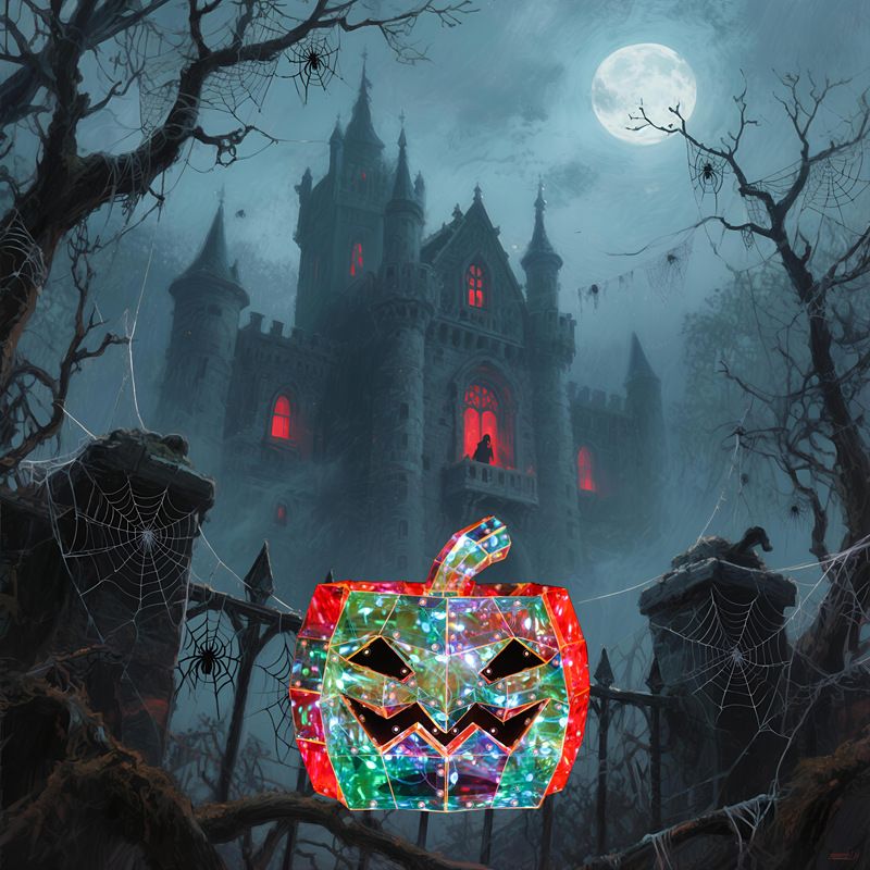 Iridescent Glowing Square Pumpkin Ornament LED Colorful Light Halloween Ghost Festival Easter Creative Gift_voghion.com