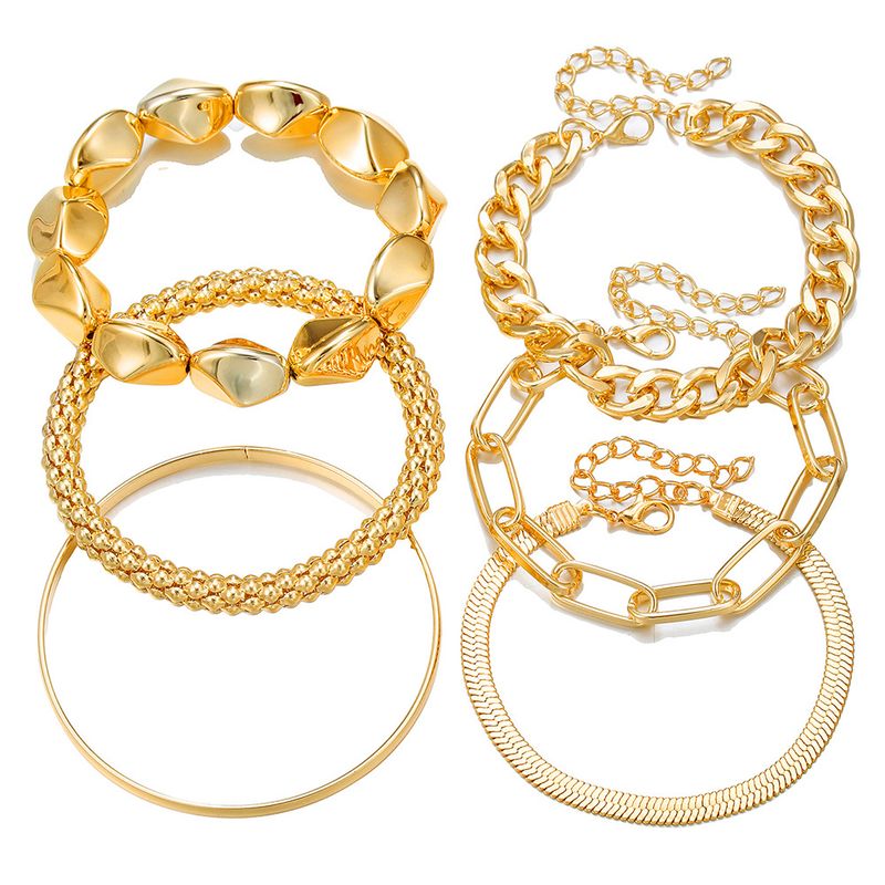 Corn NK Chain Personality Bracelet Set Creative Simple Multi Layer Stacking Geometric Bracelet 6 Piece Set_voghion.com