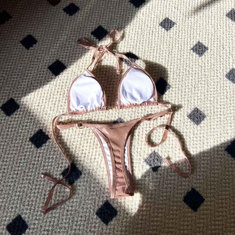 Damenbekleidung Neue Sexy Shiny Pearl T String Bikini Badeanzug Bikini_voghion.com