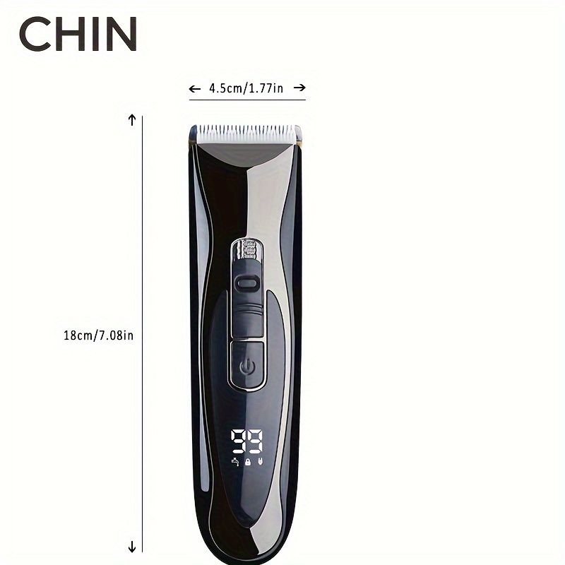 Waterproof Electric Hair Clipper with LED LCD Screen Ideal for Men's Hair Cutting and Grooming, Rechargeable Hair Cutting with Pusher for Precision C_voghion.com