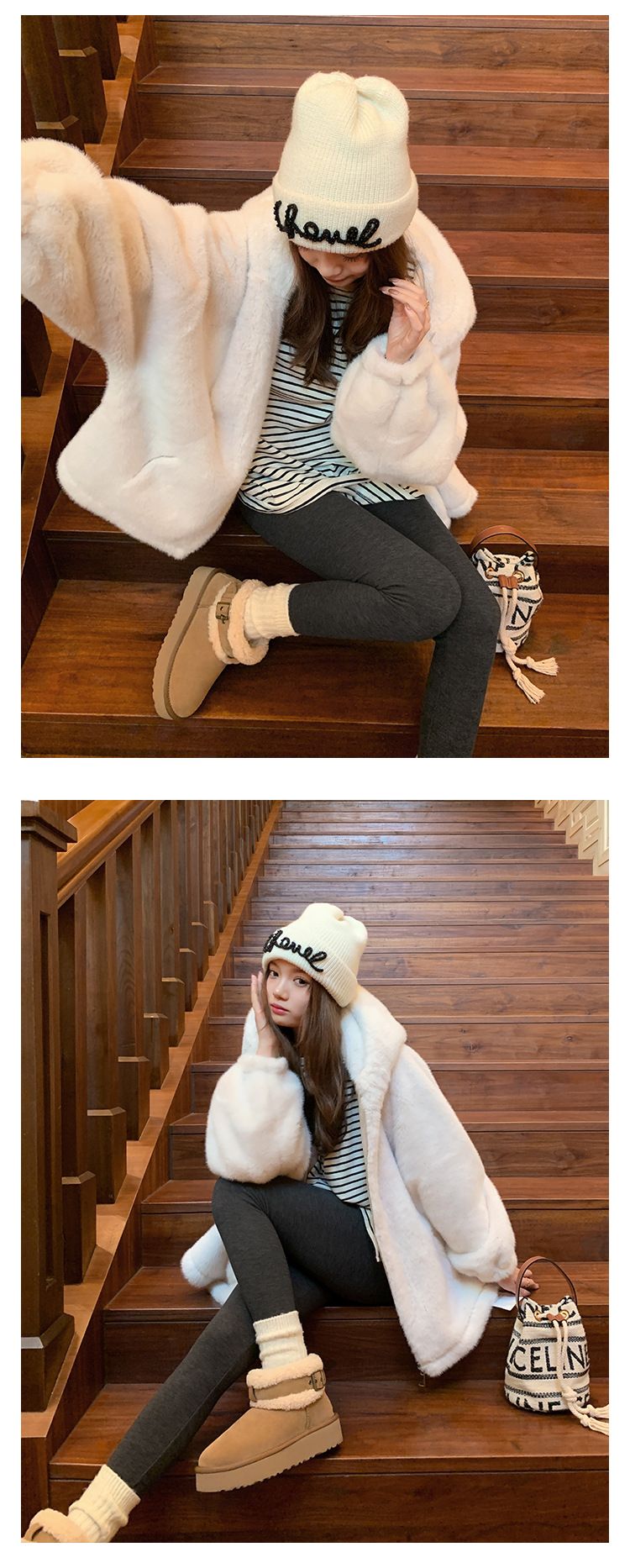 Botas de neve femininas ShoeGlobe Sheii Su Yinyin First Muse, cano curto, de lã e com sola grossa e quente._voghion.com