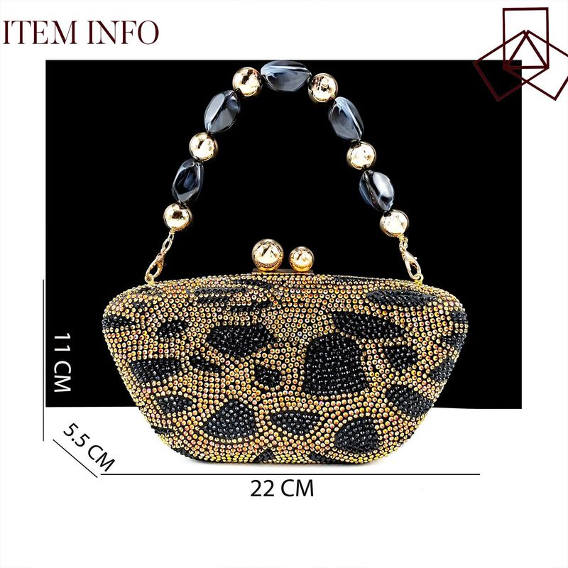 Women's shoe bag set leopard-print matching hot diamond open-toe high heels bag with bracelet_voghion.com