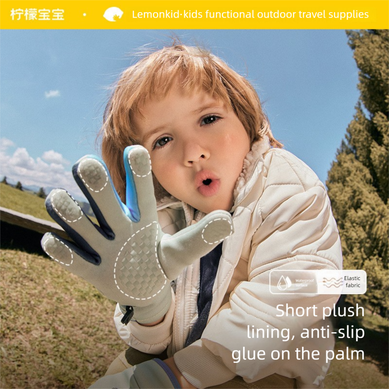Lemon Baby Kinder-Skihandschuhe für Jungen und Mädchen, wasserdicht, warm, Fleece, für Herbst und Winter, zum Reiten, Fingerhandschuhe für Outdoor-Aktivitäten._voghion.com