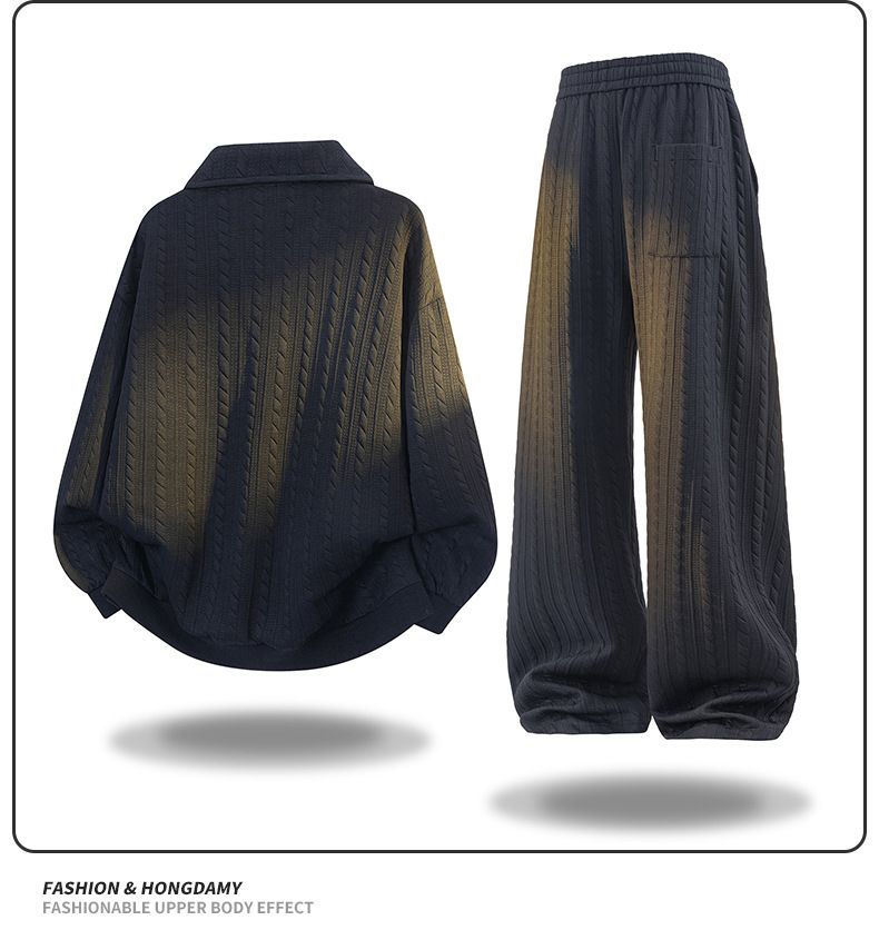 Conjunto deportivo informal de talla grande para hombre: un conjunto holgado, elegante y cómodo._voghion.com