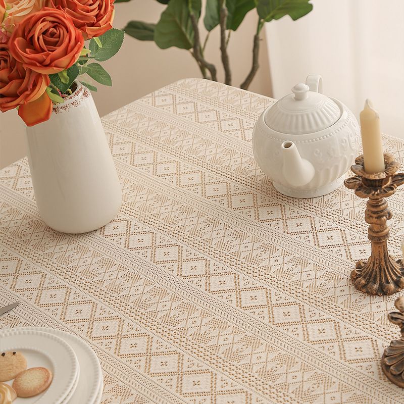 Boho Spitzentischdecke - Baumwoll- und Leinenmischung, Vintage-Baumhausstil, elegantes durchbrochenes Design für Esstisch_voghion.com