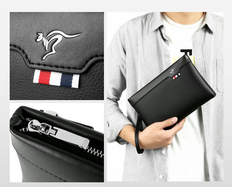 Leather Clutch For Men Zipper Wallet Card Fashion Business Square Phone Ipad Pouch Hand Porter Bag Briefcase Designer_voghion.com