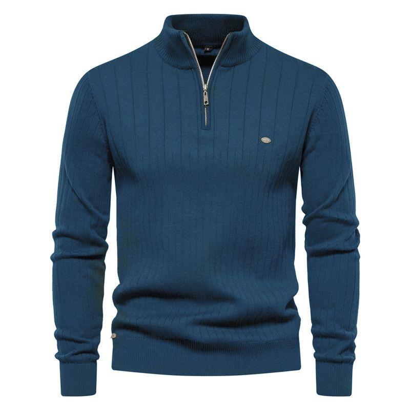 2025 Neue Herbst Zipper Pullover Pullover Für Männer Hohe Qualität Warme Winter Stehkragen Baumwolle Gestrickte Pullover Männer_voghion.com