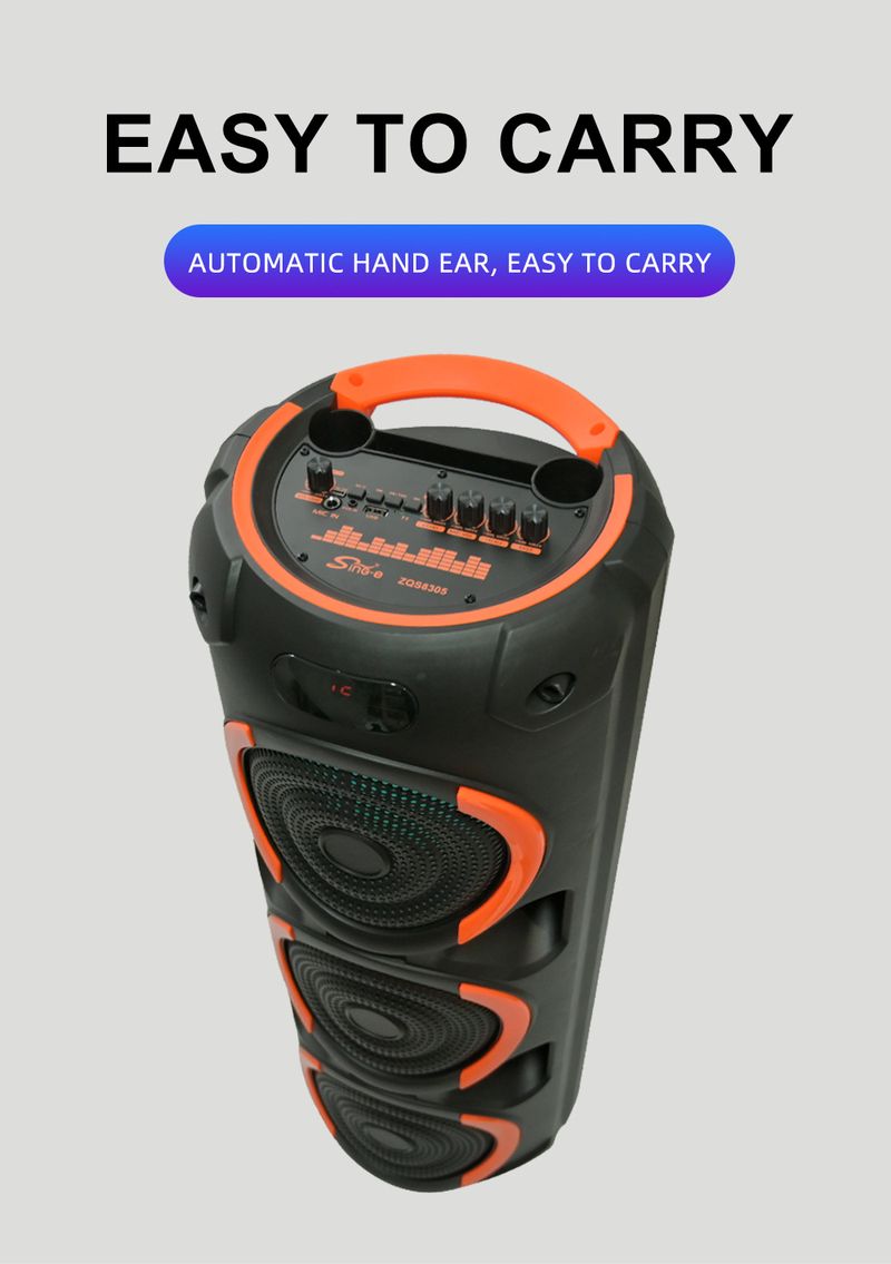 ZQS8305 Bluetooth reproduktor, tři 8palcové velké reproduktory, vysoce výkonný venkovní domácí karaoke systém s velkým stereo systémem_voghion.com