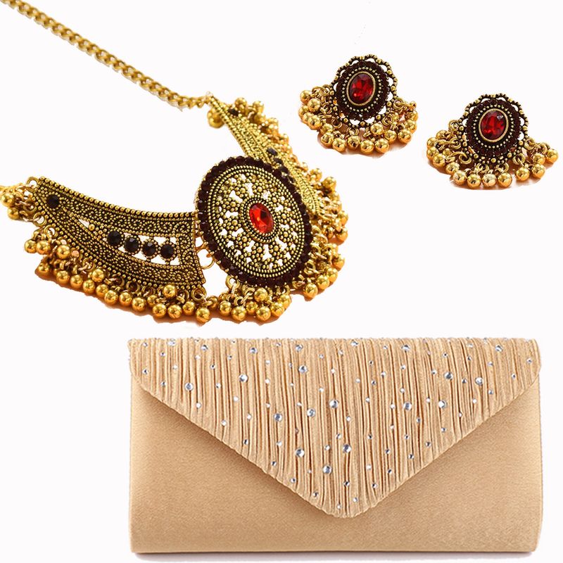 Women's Jewelry Set - Vintage Winged Diamond Drop Necklace And Earrings Trio For Evening Party, Elegant Boho Chic Statement Set (Multiple Colors )_voghion.com