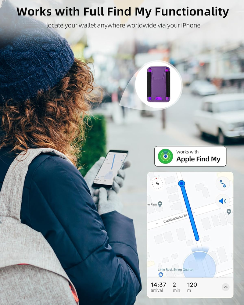 Magsafe-Halter, Apple Find My Functionality, magnetische Handy-Geldbörse mit Sichtschutzklappe, geeignet für iPhone 15 \/14 \/13_voghion.com