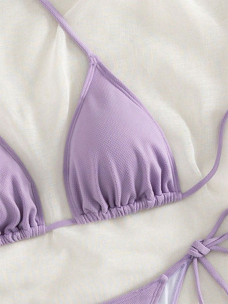 2025 neuer einfarbiger Schnür-Sexy-Bikini-Split-Badeanzug für Frauen_voghion.com