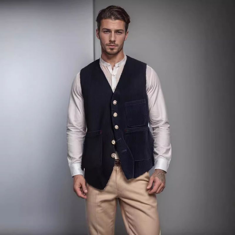 Giacca da uomo casual monopetto in velluto a coste CT 2025 primavera e autunno_voghion.com