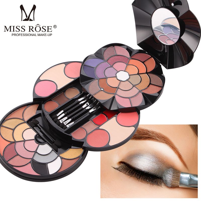 MISS ROSE 57 Color Petal Makeup Palette, 43 Color Eyeshadow, 4 Color Eyebrow Powder, Blush, Lipstick, 2 Color Powder Makeup Box_voghion.com