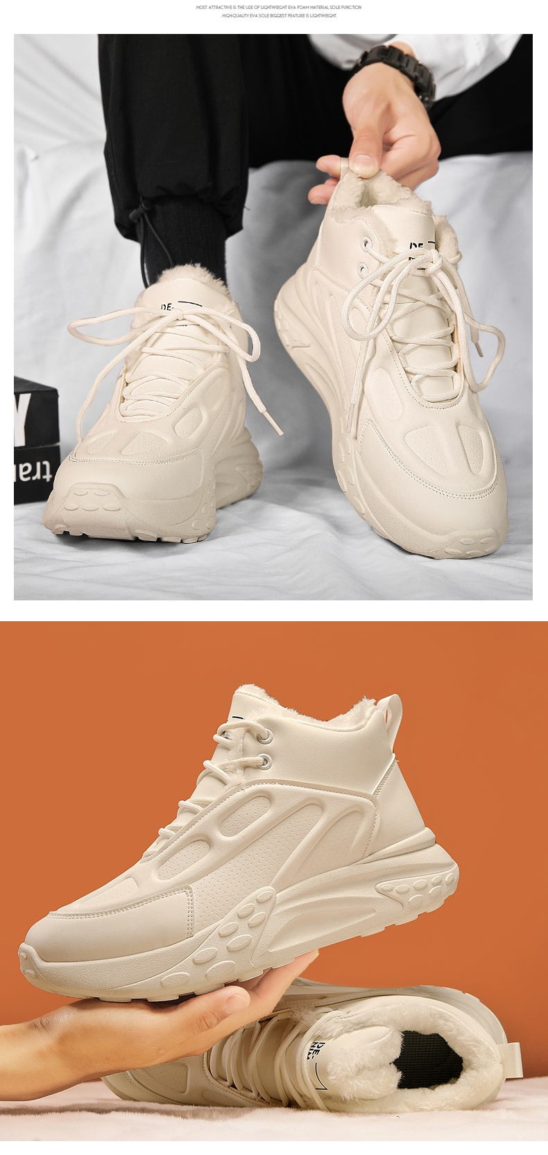 Men's Winter Cotton Shoes Pu Leather Sports Running Shoes_voghion.com