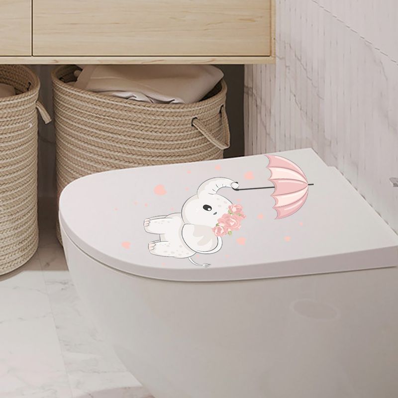 Pink Elephant Prinzessin Regenschirm N1038 DIY Matt PVC Dekorativ Toilette Sticker_voghion.com