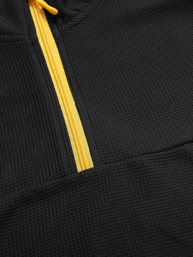 Spring And Autumn New Men's T Shirt Sweater Casual Sports Colorblock Long Sleeve Turtleneck Half Zipper Top_voghion.com